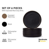 Quarter Plates Set Of 6, Black Japandi Series | Premium Stoneware Dessert Plates - Snacks Plates Set With Matte Finish | Snack Plate - Small Plates | Japandi Quarter Plates